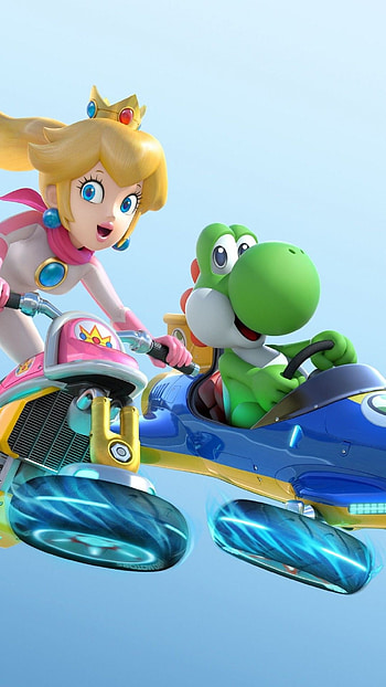 Princess Peach and Yoshi, Mario Kart HD phone wallpaper