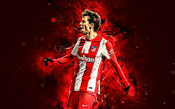 Joao Felix, goal, red neon lights, Atletico Madrid FC, LaLiga, football, portuguese footballers, soccer, Joao Felix Atletico Madrid, La Liga, Joao Felix HD wallpaper