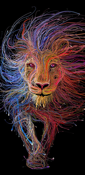 Fantasy, Lion, Colors, Colorful, Fantasy Animals HD phone wallpaper