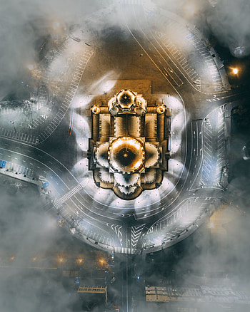 Cities, Architecture, Building, View From Above, Fog, Backlight, Illumination HD phone wallpaper