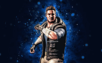 Johnny Cage, , blue neon lights, Mortal Kombat Mobile, fighting games, MK Mobile, creative, Mortal Kombat, Johnny Cage Mortal Kombat HD wallpaper