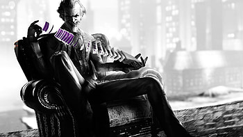 Preview batman arkham city, the joker, armchair, cards, trick, black HD wallpaper