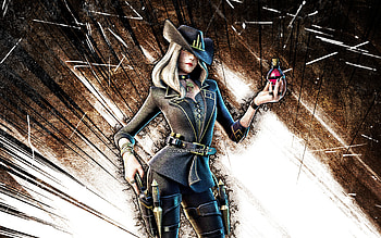 Victoria Saint, grunge art, Fortnite Battle Royale, Fortnite characters, Victoria Saint Skin, brown abstract rays, Fortnite, Victoria Saint Fortnite HD wallpaper