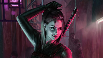 Girl With Swords In Back Fantasy , sword, artist, artwork, digital-art, artstation HD wallpaper