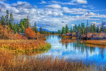 AUTUMN LAKE, enchanting nature, landscape, lake, beautiful place, reflection, clouds, nature, sky, splendor, forest HD wallpaper