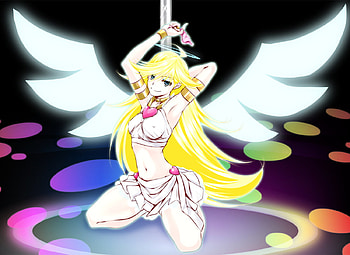 Panty, cute, long hair, dress, beauty, nice, shining, wing, bright, shine, blonde hair, female, sexy, wings, sweet, neon light, hot, blue eye, girl, beautiful, anime girl, neon, anime, pretty, light, panty and stocking HD wallpaper