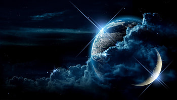 Preview planet, clouds, light, star HD wallpaper