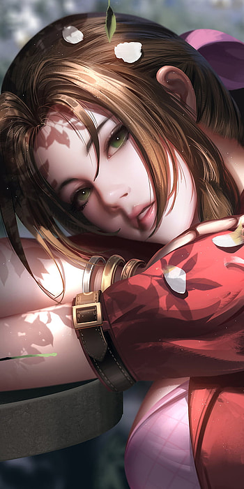 Fantasy Girl Aerith, Final Fantasy VII, brown hair, green eyes, Final Fantasy, video game, Final Fantasy VII Remake HD phone wallpaper