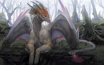 Dragon, pink, white, fantasy, art, luminos HD wallpaper