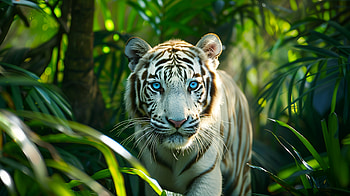 Majestic White Tiger in Lush Jungle, tiger HD wallpaper
