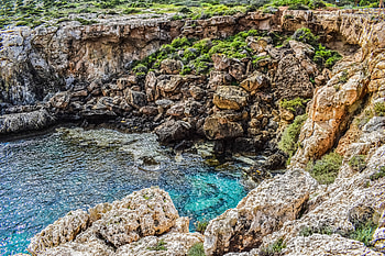 Nature, Stones, Lake, Cliff, r HD wallpaper