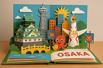 Osaka Ultra – Vibrant Cityscape Pop-Up Art, Osaka, Japan, cityscape, paper art HD wallpaper