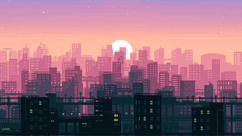8 Bit Pixel Art City, 8-bit, city, buildings, artist, artwork, digital-art, pixel HD wallpaper