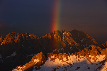 Nature, Sky, Mountains, Snow, Rainbow HD wallpaper