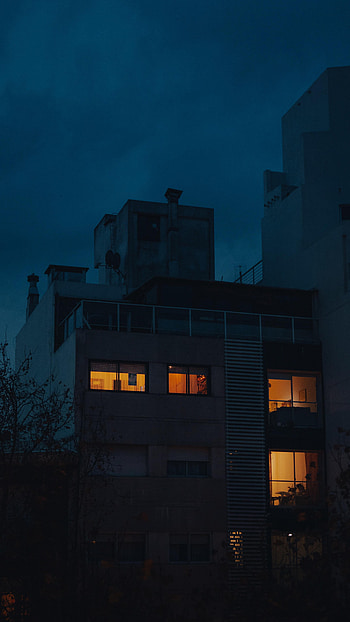 Night, Building, Lights, Dark, Facade HD phone wallpaper