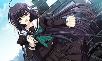 Ako Hananomiya, anime girl, sekajyo, black, anime school girl, anime HD wallpaper