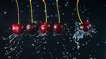 Water droplets on cherries, Refreshing cherry indulgence, and mobile cherry bliss, Cherry in liquid form HD wallpaper