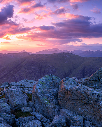 Nature, Sunset, Stones, Sky, Mountains, Scotland HD phone wallpaper