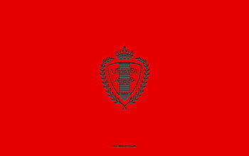 Belgium national football team, red background, football team, emblem, UEFA, Belgium, football, Belgium national football team logo, Europe HD wallpaper