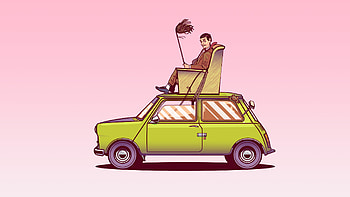 Mr Bean Sitting On Top Of His Car Vector Art, vector, mr-bean, artist, artwork, digital-art, funny HD wallpaper