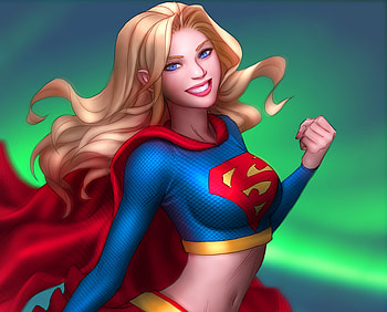 Blonde, supergirl, smile, artwork HD wallpaper