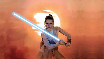 Star Wars character art, Jedi lightsaber battles, Daisy Ridley's Rey, Stunning visual artwork HD wallpaper