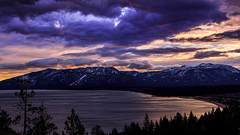 South Lake Tahoe, lake, sunrise, nature, graphy, mountains, sky HD wallpaper