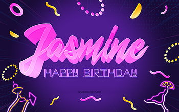 Happy Birtay Jasmine, , Purple Party Background, Jasmine, creative art, Happy Jasmine birtay, Jasmine name, Jasmine Birtay, Birtay Party Background HD wallpaper