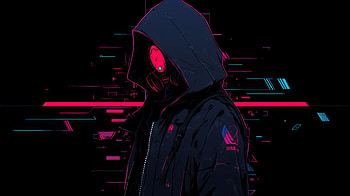 Anonymous Cyberpunk Character in Minimalist Style, cyberpunk, anonymous, artistic, minimalist HD wallpaper