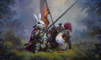 Art, Guinea Pig, Rabbit, Knights HD wallpaper