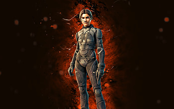 Chani, , orange neon lights, Fortnite Battle Royale, Fortnite characters, Chani Skin, Fortnite, Chani Fortnite HD wallpaper