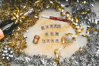 Holidays, New Year, Tinsel, Sequins, Letters HD wallpaper