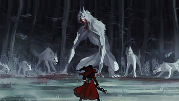 Red riding hood, wolf, fantasy, art HD wallpaper