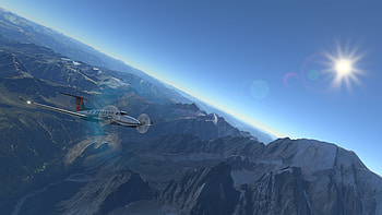 White Mountain, air, sun, mountain, video game, Microsoft Flight Simulator HD wallpaper