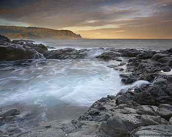 Patrick Smith graphy Inlet, mist, sand, clouds, rocks, sunset, beach HD wallpaper
