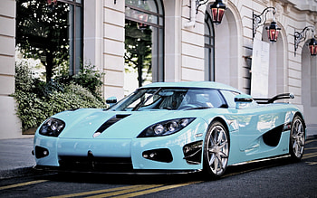 baby blue koenigsegg agera r, blue, street, car, hotel HD wallpaper
