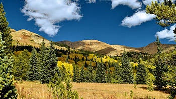 Mt Blaurock and all its colors, Colorado, hills, landscape, trees, autumn, clouds, sky, usa HD wallpaper