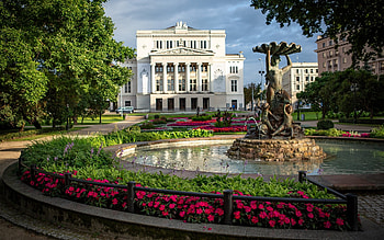 Riga, Latvia, opera, Latvia, Riga, fountain HD wallpaper