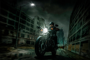Harley Davidson Night Riders, harley-davidson, bikes, artist, digital-art, artwork, behance HD wallpaper