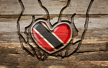 I love Trinidad and Tobago, , wooden carving hands, Day of Trinidad and Tobago, Trinidad and Tobago flag, creative, wood carving, North American countries, Trinidad and Tobago HD wallpaper