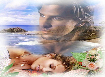 Dream of love, sea, cute nature, bouquet of roses, woman, blue sky, love, male, dream, sleep HD wallpaper