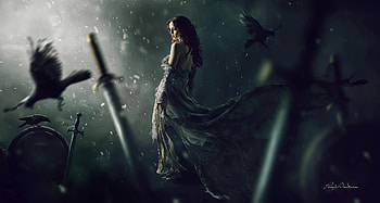 Raven Girl Fantasy Artwork , fantasy-girls, raven, artist, artwork, digital-art, deviantart HD wallpaper