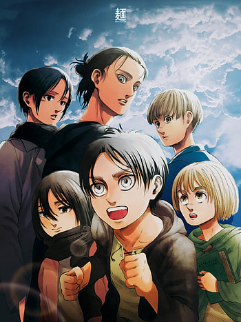 attack on titan, eren, mikasa, armin HD phone wallpaper