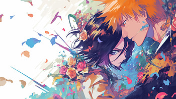 Ichigo and Rukia Bleach Anime, Anime, Bleach, Ichigo Kurosaki, Rukia Kuchiki HD wallpaper