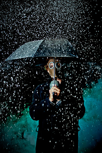 Rain, Miscellanea, Miscellaneous, Mask, Gas Mask, Human, Person, Umbrella, Mood HD phone wallpaper