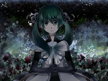 Hatsune Miku, colorful, black, awesome, cute, vocaloid, dress, aurora, beauty, nice, miku, vocaloids, hatsune, aqua eyes, program, white, twintail, girl, aqua, beautiful, diva, anime, pretty, aqua hair, cool, flowers, idol, virtual HD wallpaper