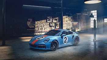 Porsche 911, orange, blue, sports, germany, 911 turbo HD wallpaper