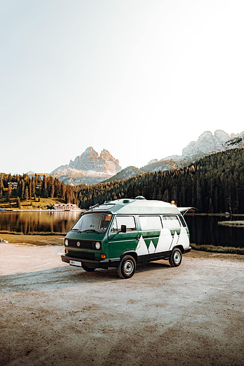 Mountains, Volkswagen, Cars, Lake, Car, Machine, Van HD phone wallpaper