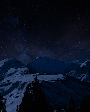 Night, winter, landscape, hills HD phone wallpaper