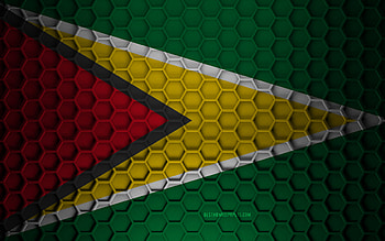 Guyana flag, 3d hexagons texture, Guyana, 3d texture, Guyana 3d flag, metal texture, flag of Guyana HD wallpaper